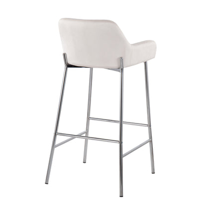 Daniella - Contemporary Fixed Height Bar Stool (Set of 2) - Chrome / White