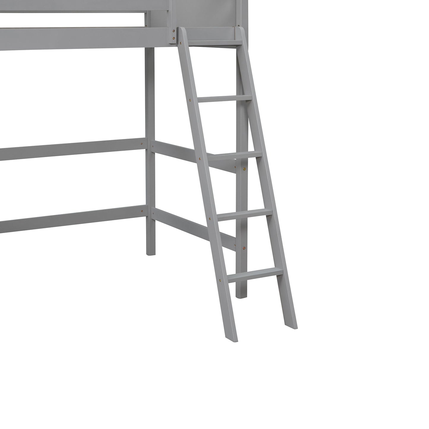 Twin Size Loft Bed With Ladder - Gray