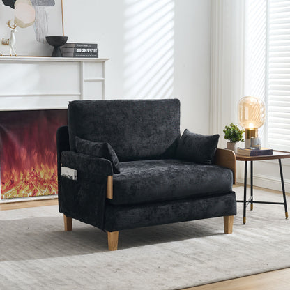Mid Century Modern Foldable Sofa Bed Recliner, 3 - 1 Convertible Sleeper With 3 Pillows For Small Spaces - Black