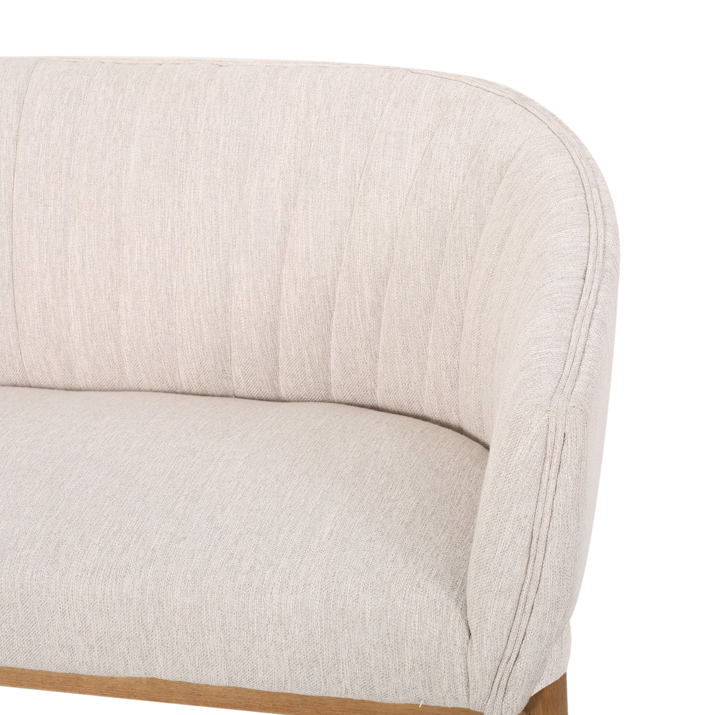 Mid Century Modern Loveseat With Channel Stitched Backrest - Beige