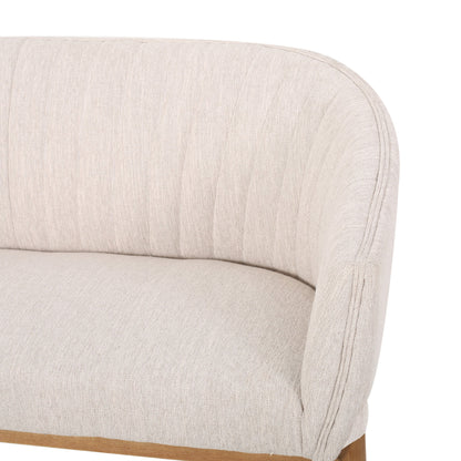 Mid Century Modern Loveseat With Channel Stitched Backrest - Beige