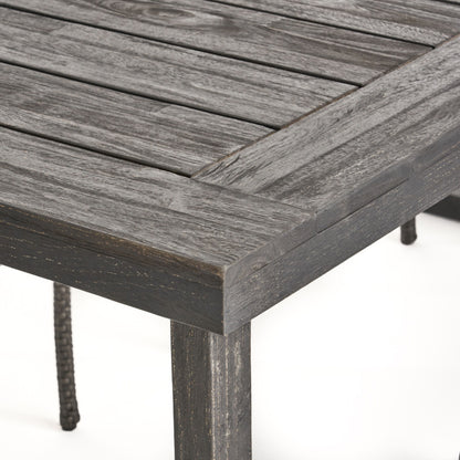 Outdoor 6 Seater Dining Set With Bench - Dark Gray / Light Gray
