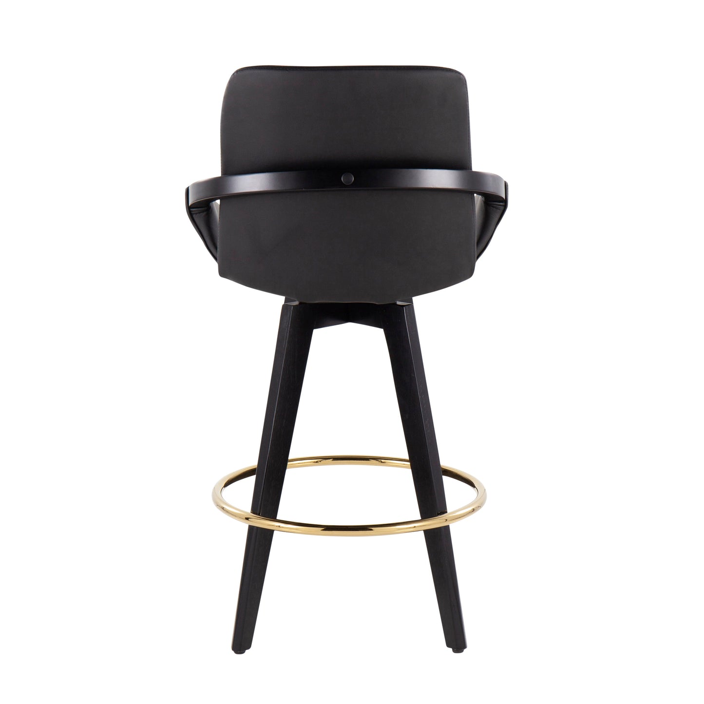Cosmo - Contemporary Fixed Height Counter Stool With Swivel With Round Footrest (Set of 2) - Black