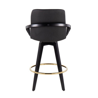 Cosmo - Contemporary Fixed Height Counter Stool With Swivel With Round Footrest (Set of 2) - Black