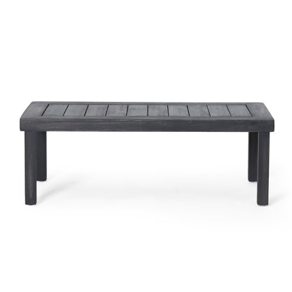 Acacia Wood Loveseat And Coffee Table Set With Cushions - Gray