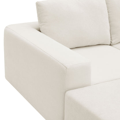 Modular U Shaped Sectional With Ottomans, Luxury Cloud Floor Couch With Deep Seat Fully Compressed Upholstered Sofa - Beige