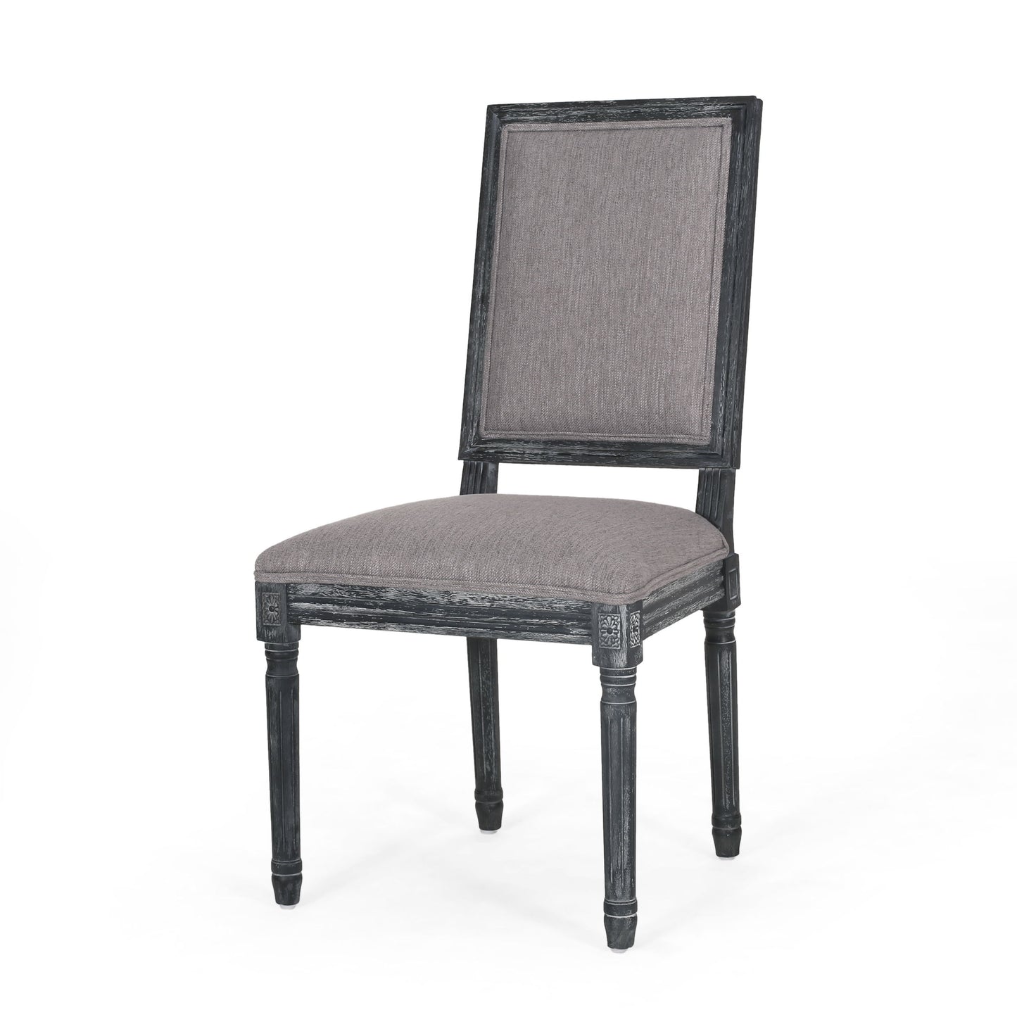 French Country Style Dining Chair Set With Upholstered Seats And Weathered - Gray