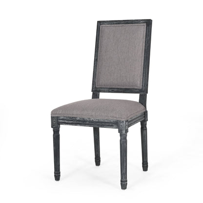 French Country Style Dining Chair Set With Upholstered Seats And Weathered - Gray