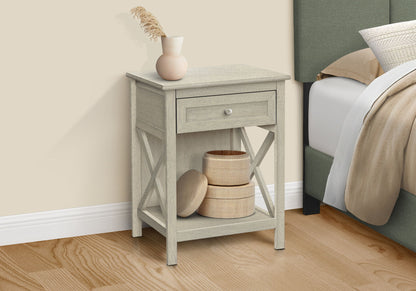 Accent End Table, 2 Tier, Storage Drawer, Transitional - White