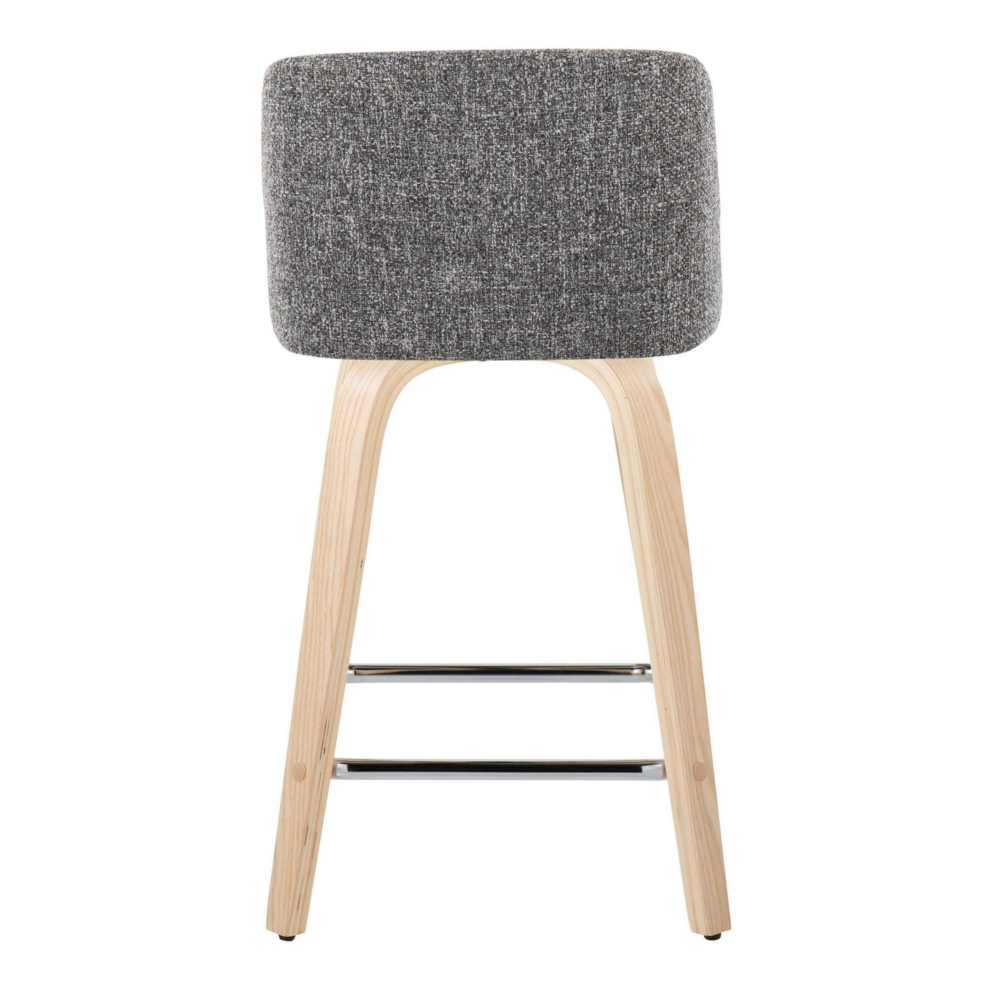 Toriano - Contemporary Fixed Height Counter Stool With Swivel And Square Footrest (Set of 2) - Natural / Gray