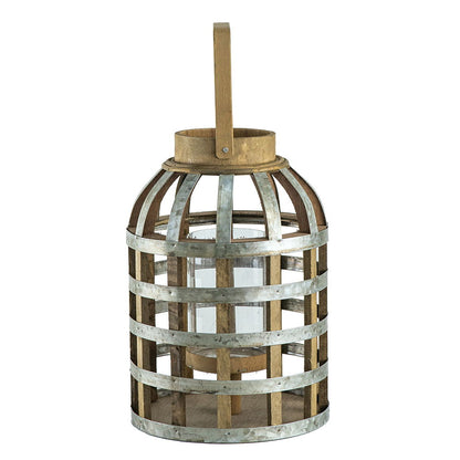 Decorative Lantern With Handle, Wooden Lantern For Indoor Outdoor, Home Garden Wedding - Silver