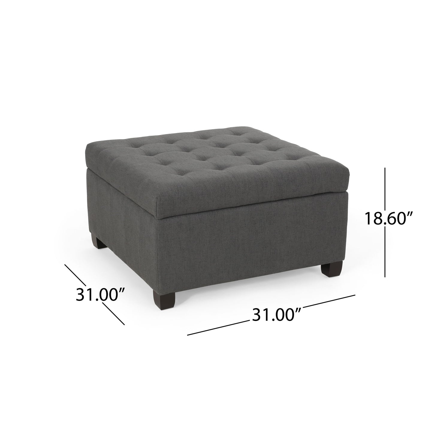 Isabella - Ottoman Contemporary Storage Solution - Dark Gray
