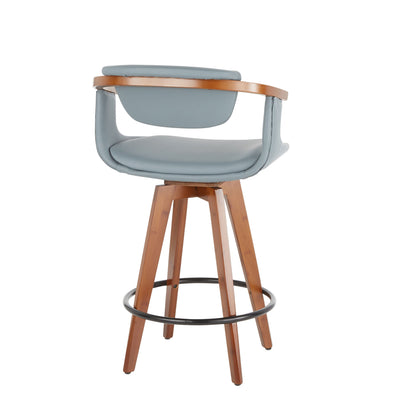 Oracle - Mid-Century Modern Counter Stool - Walnut / Gray