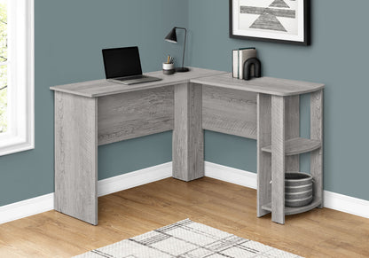 Computer Desk, Home Office, Corner, Storage Shelves, L Shape, Laptop, Contemporary & Modern - Gray