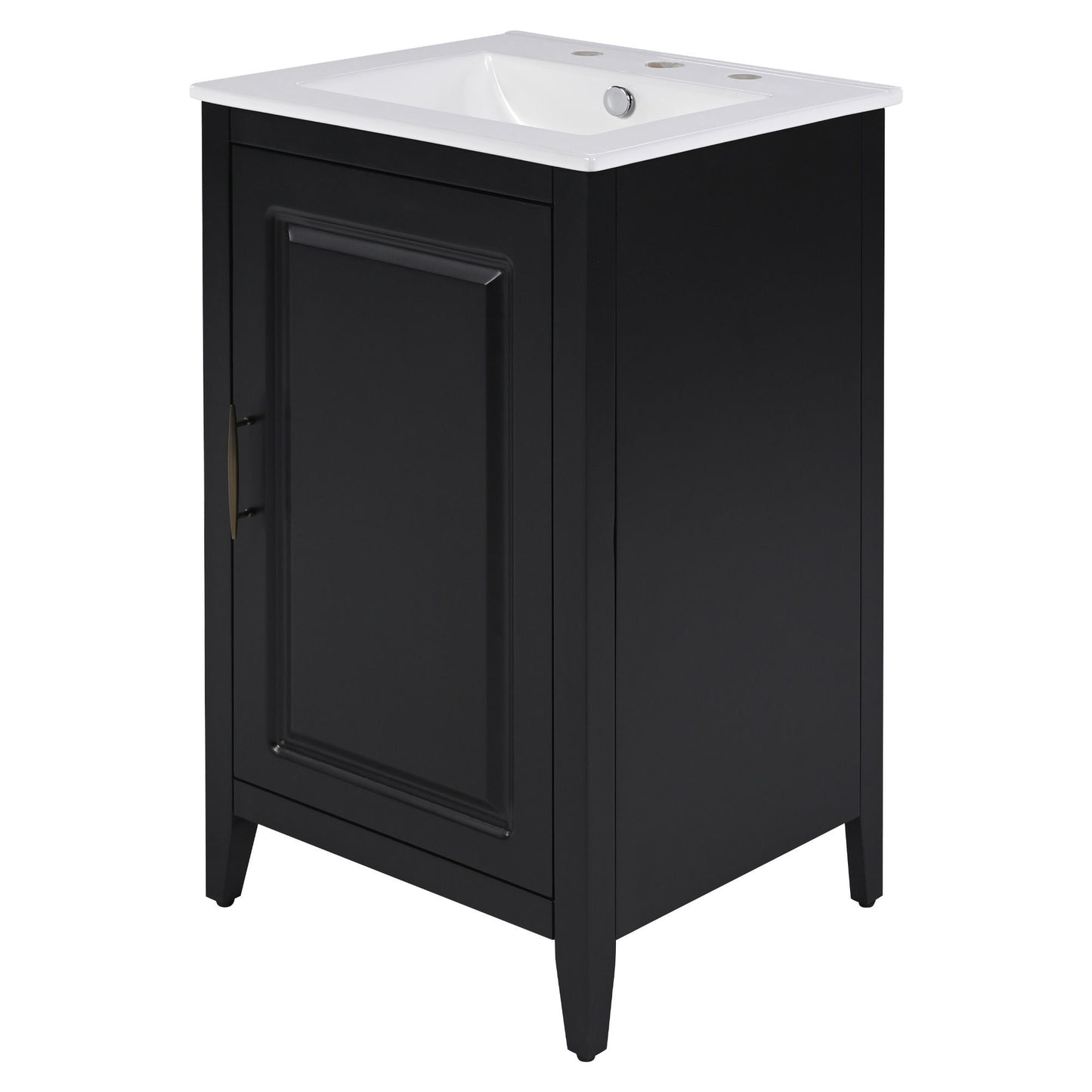 Modern Freestanding 20.3" Bathroom Vanity With Sink, Functional Drawer, Soft Closing Door - Black