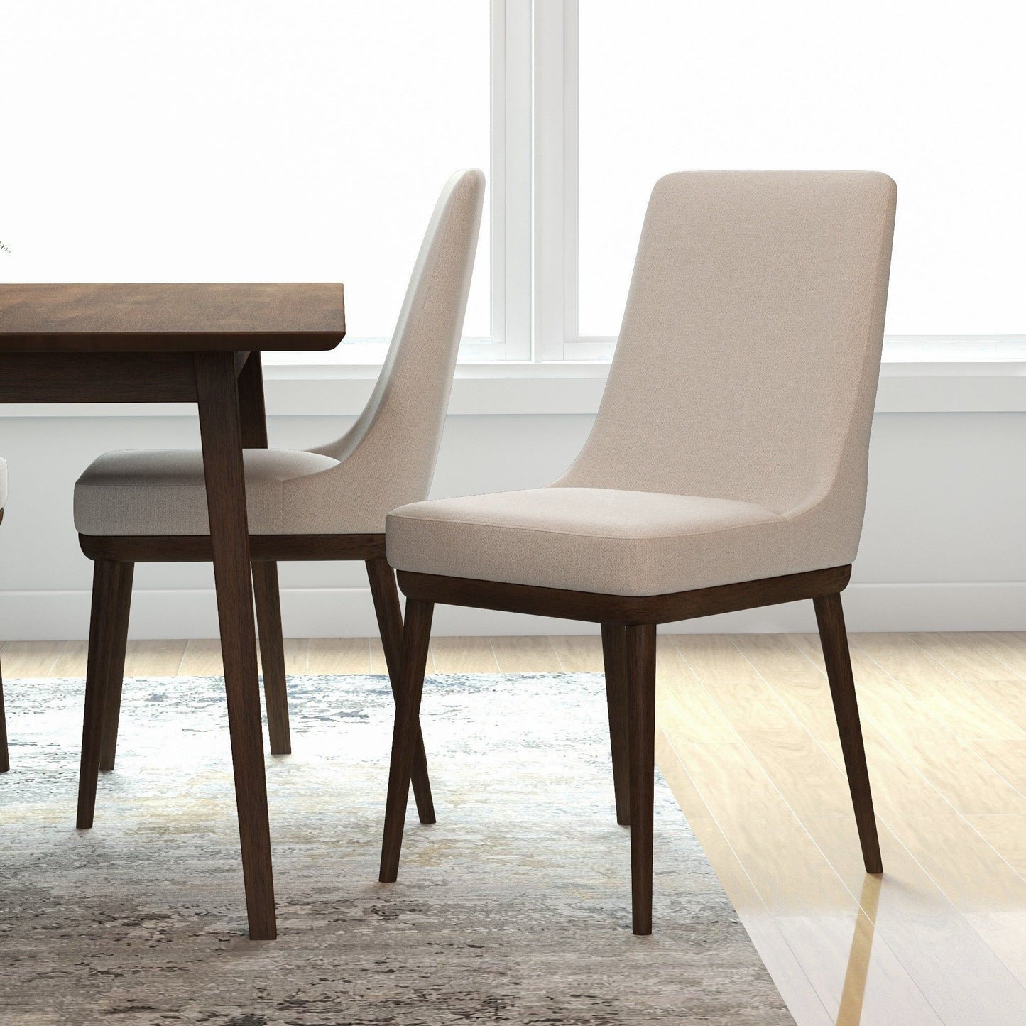 Kate - Mid-Century Modern Dining Chair (Set of 2) - Fabric - White