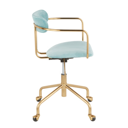 Demi - Contemporary Office Chair - Gold / Light Blue