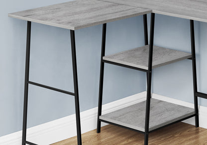 Computer Desk, Home Office, Corner, Storage Shelves, L-Shape, Work, Laptop, Contemporary, Modern - Gray