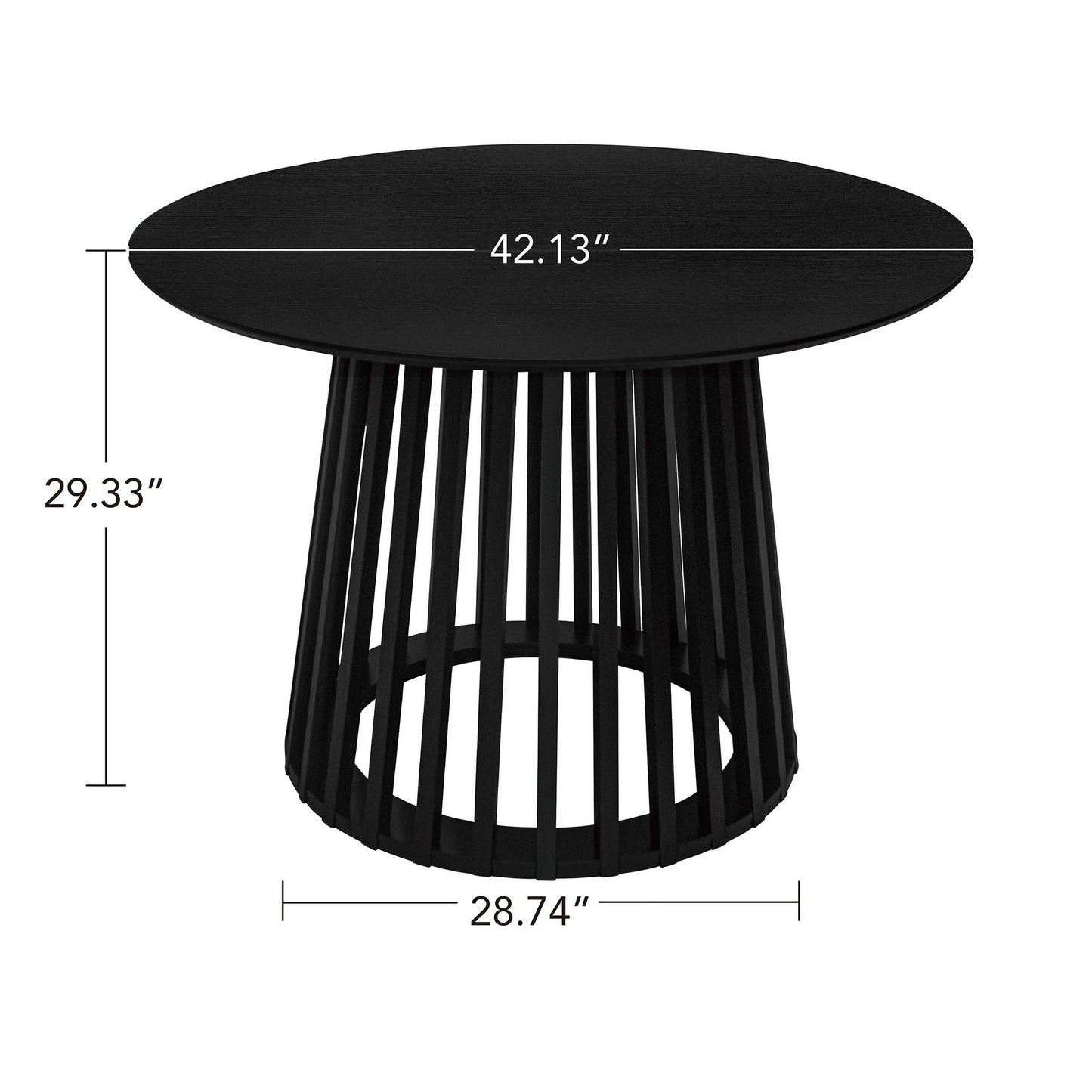 Modern Round Coffee Table With Grille Molding For Living Room, Bedroom, Or Balcony - Black