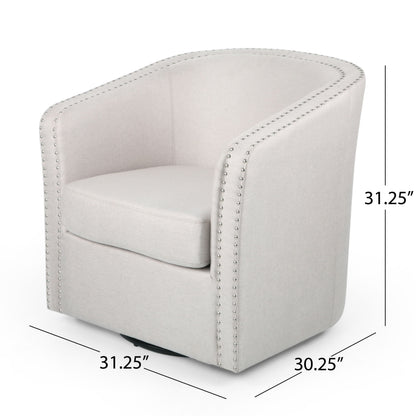 Riverbed - Upholstered Swivel Chair With Nailhead Trim And Sloped Arms - Wheat
