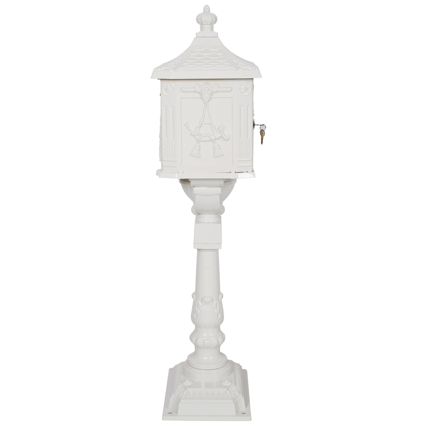 Cast Aluminum Mail Box, Postal Box, Mailbox - White