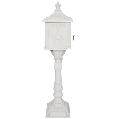 Cast Aluminum Mail Box, Postal Box, Mailbox - White