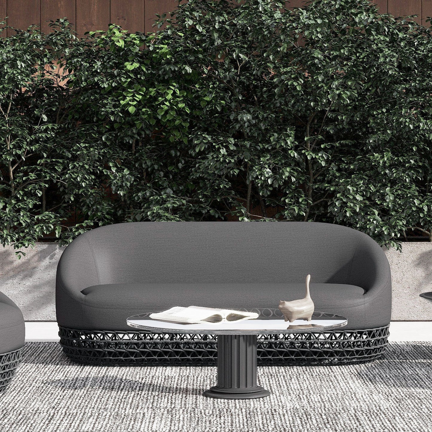 Willow - Upholstered Patio Deep Seating Sofa - Graphite Gray / Black