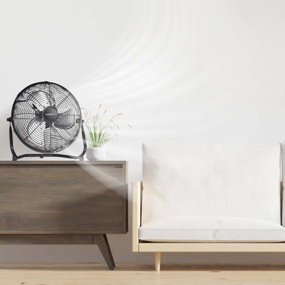 3 Speed High Velocity Industrial Heavy Duty Metal Floor Fan With Tilting Head, For Outdoor / Indoor Use - Black