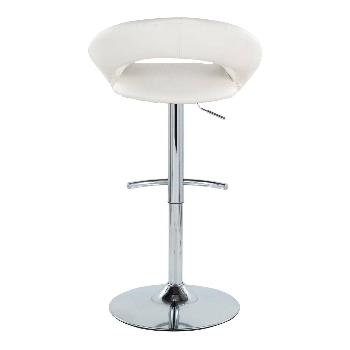 Posh - Contemporary Adjustable Barstool With Swivel With Rounded T Footrest (Set of 2) - Chrome / White