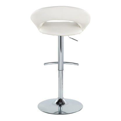 Posh - Contemporary Adjustable Barstool With Swivel With Rounded T Footrest (Set of 2) - Chrome / White