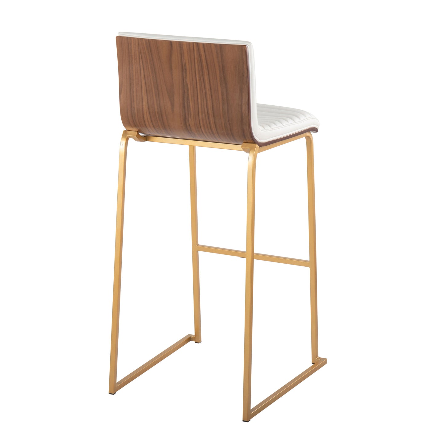 Mason Mara - Contemporary Fixed Height Barstool (Set of 2) - Gold / Walnut / White
