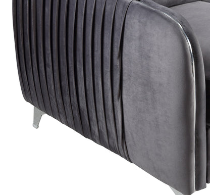 Hathaway - Velvet Modern Chic Accent Armchair - Gray