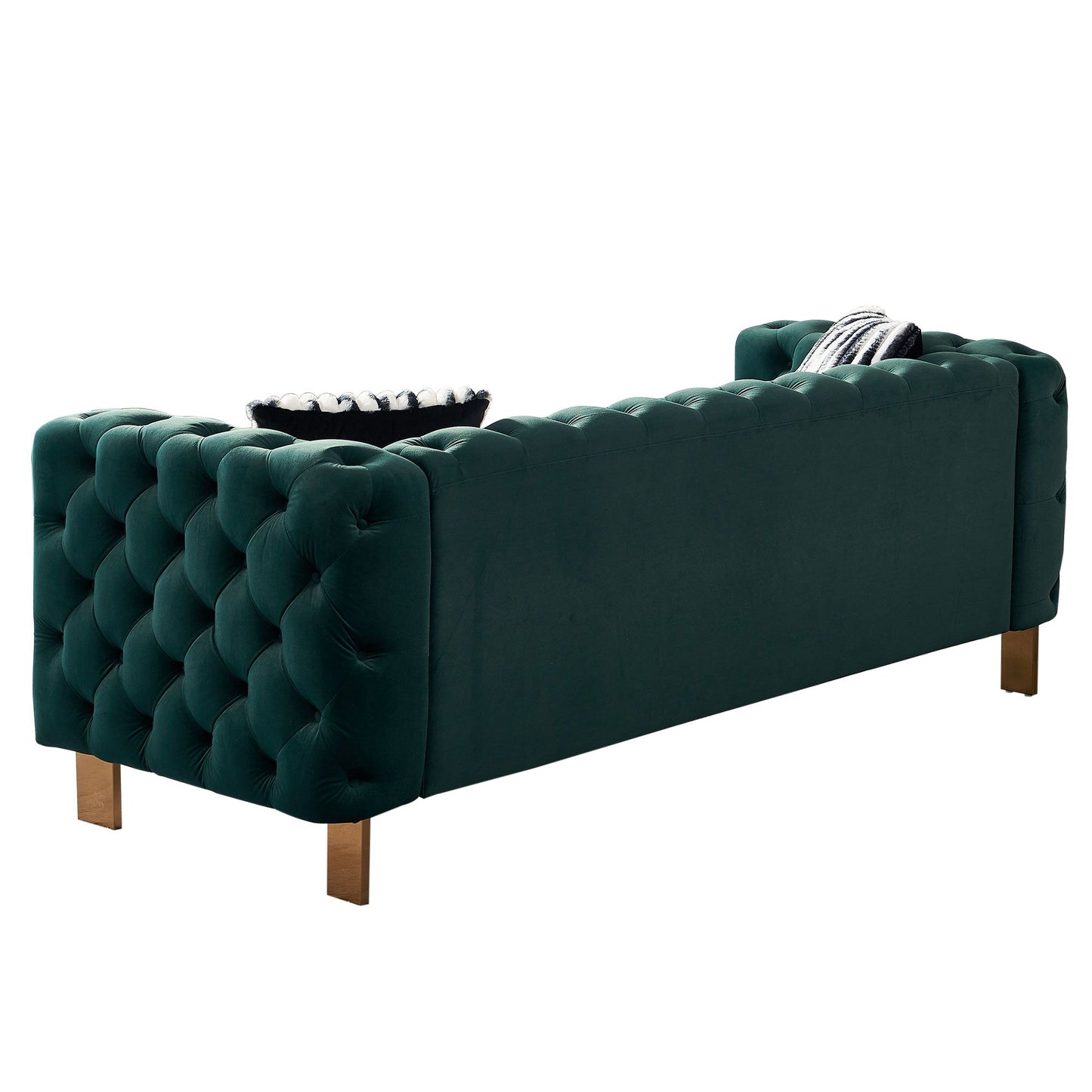 Chesterfield - Modern Tufted Velvet Living Room Sofa, 84.25''W Couch - Green