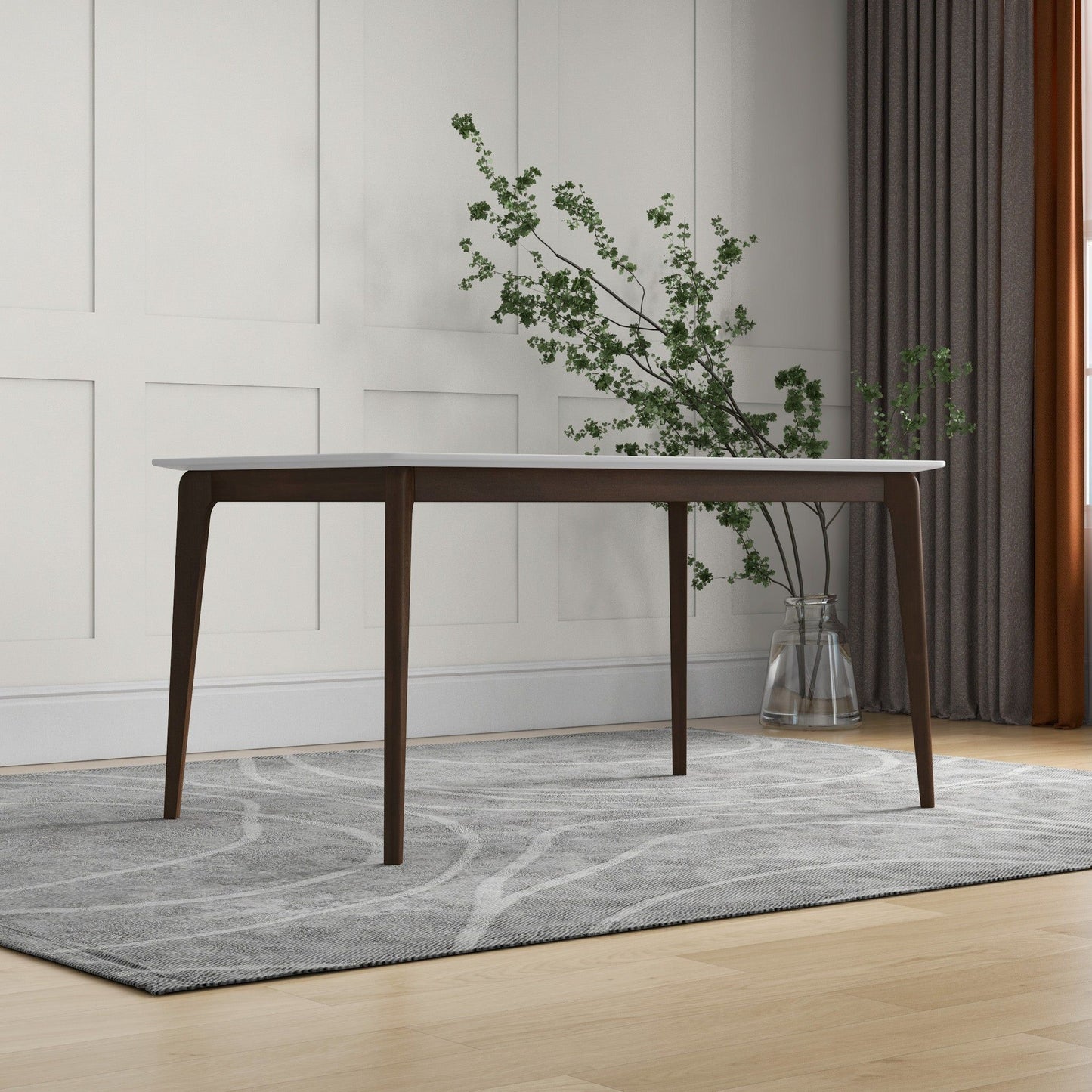 Lindsey - White Top Dining Table - Brown / White