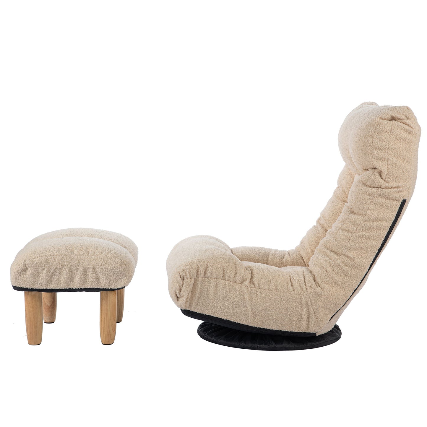 Japanese Style Single Reclining Sofa Chair With Adjustable Features Cotton For Balcony And Leisure - White