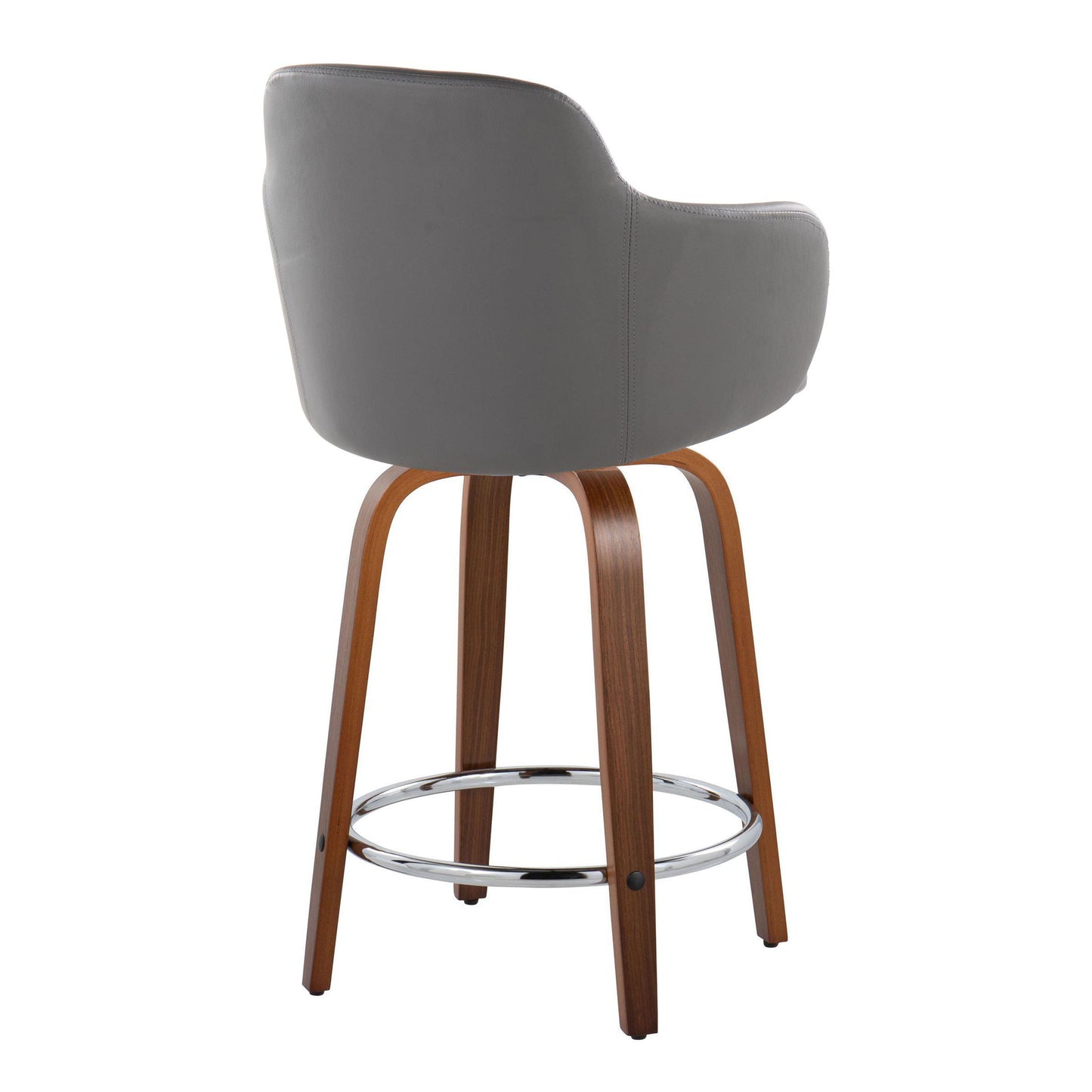 Boyne - Contemporary Fixed Height Counter Stool With Swivel With Round Footrest (Set of 2) - Walnut / Gray
