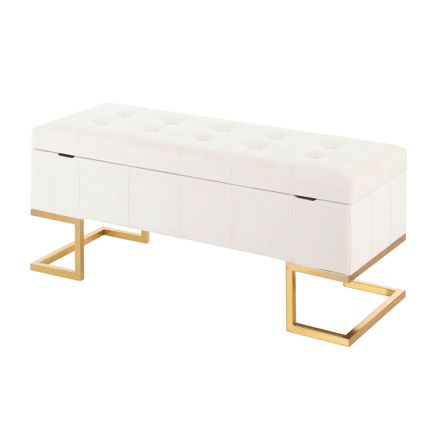 Midas - Contemporary / Glam Storage Bench - Gold / White
