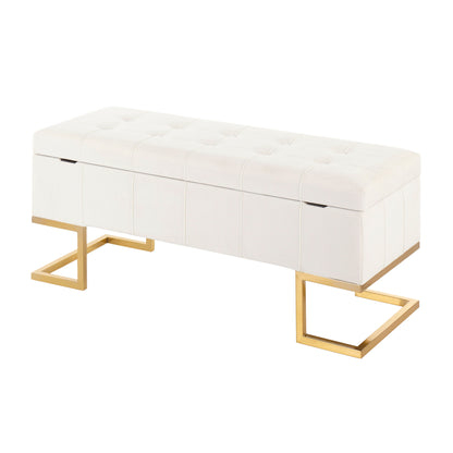 Midas - Contemporary / Glam Storage Bench - Gold / White