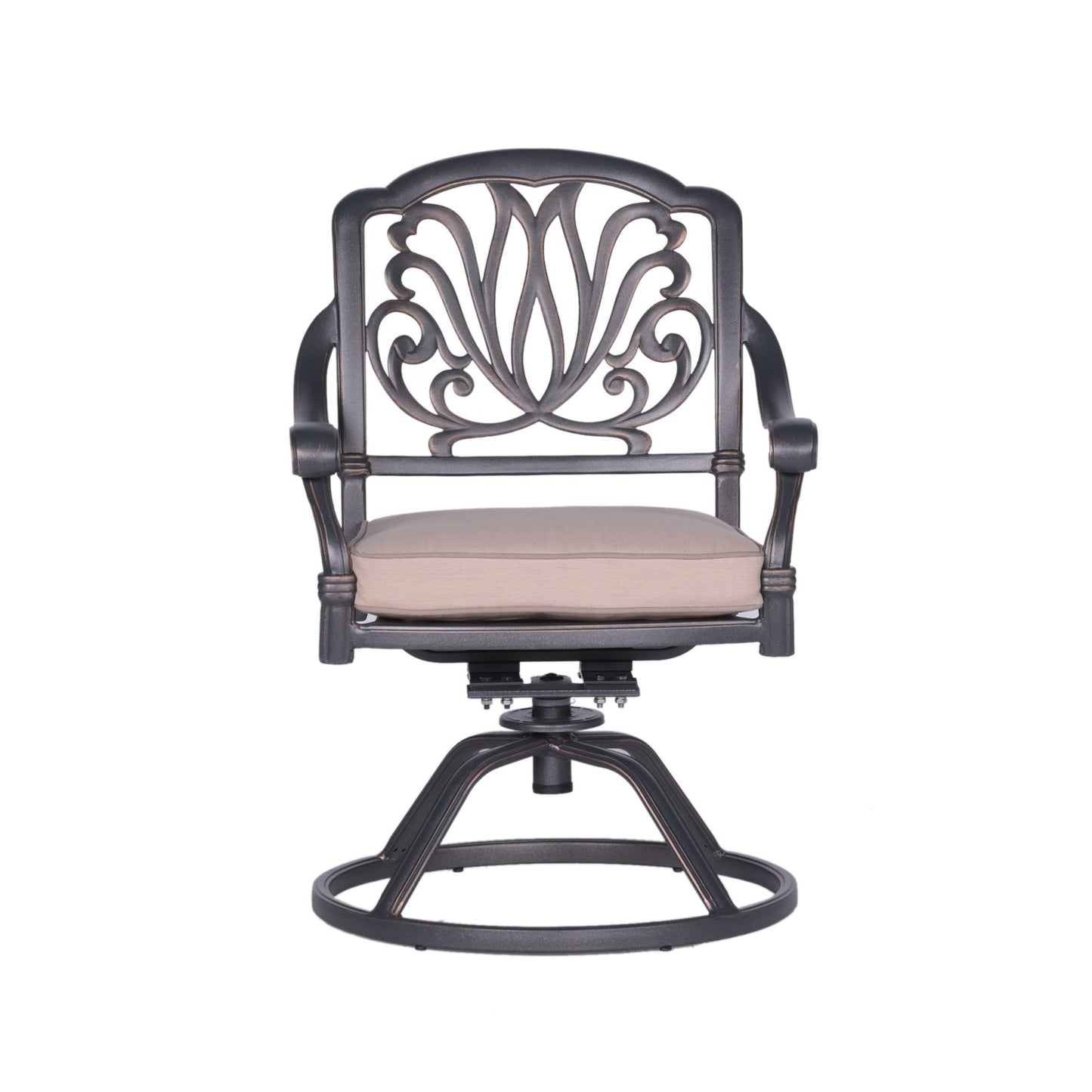Patio Outdoor Aluminum Dining Swivel Rocker Chairs With Cushion (Set of 2) - Spectrum Sand