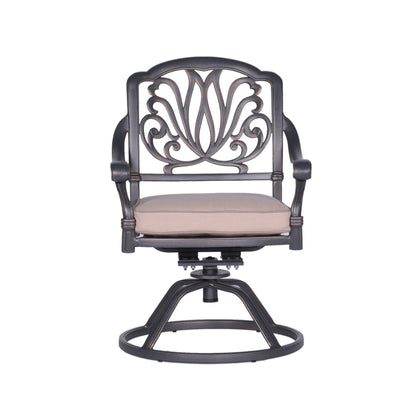 Patio Outdoor Aluminum Dining Swivel Rocker Chairs With Cushion (Set of 2) - Spectrum Sand