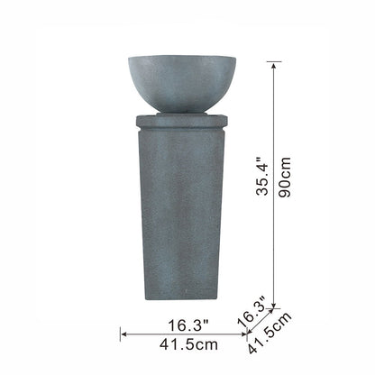 16.3" Polyresin Zen Bowl Water Fountain, Outdoor Bird Feeder / Bath Fountains, Relaxing Water Feature For Garden Lawn Backyard Porch - Gray