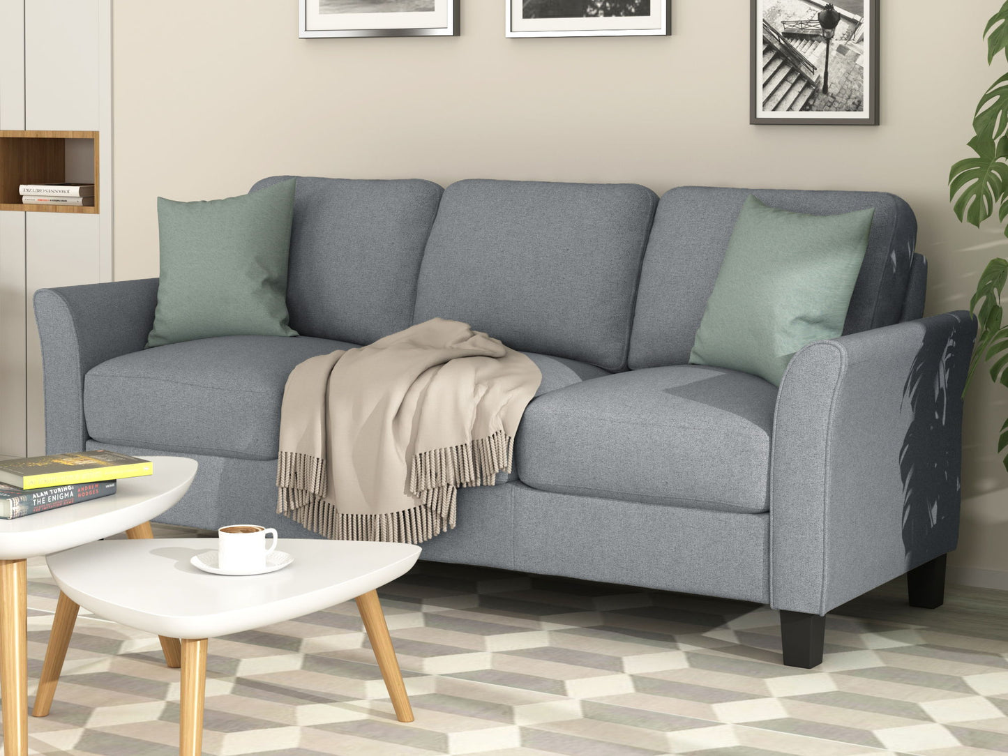 3 Seat Sofa Living Room Sofa - Gray