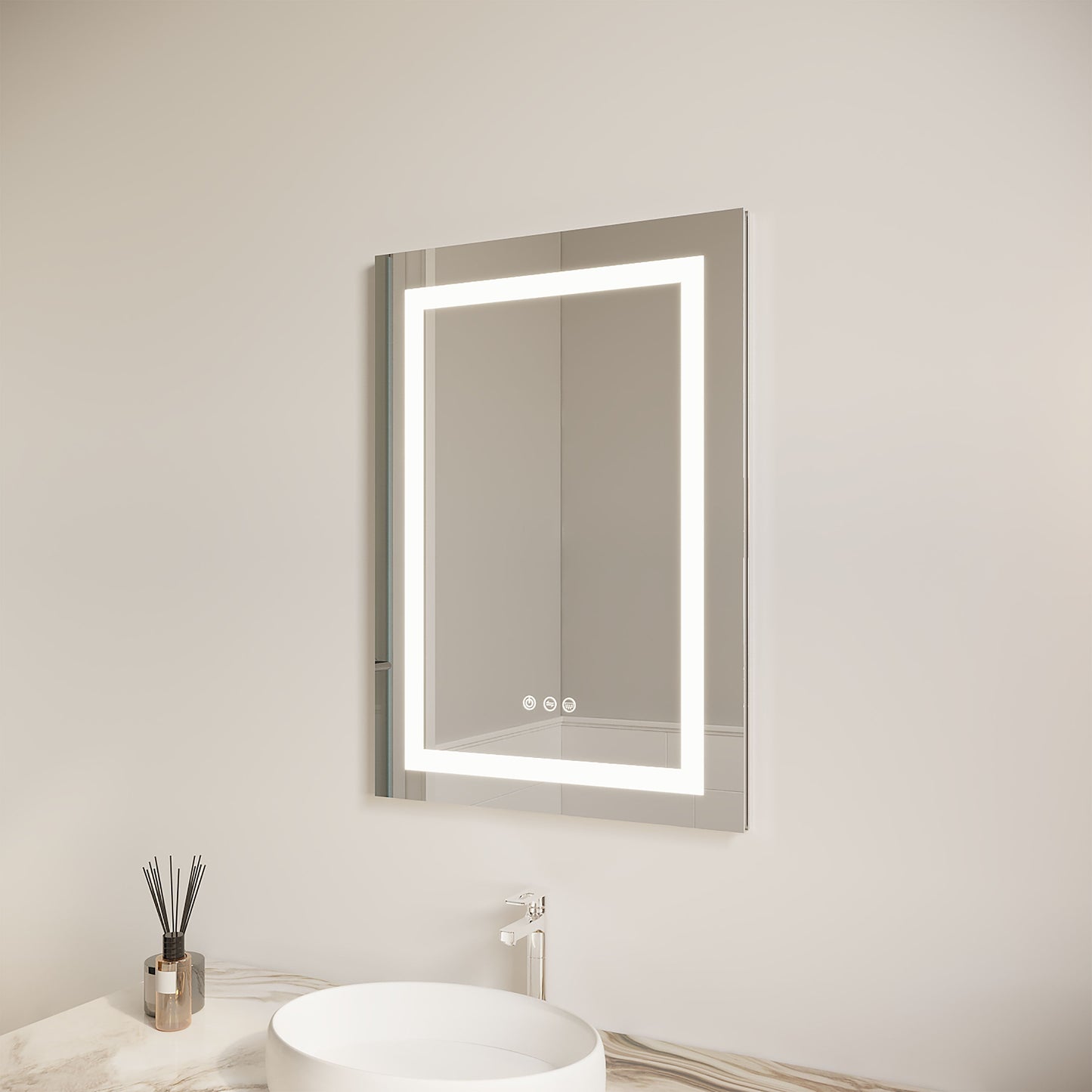 26" X 20" Bathroom Medicine Cabinet With LED Mirror, Anti-Fog, Waterproof, 3000K~6000K Single Door Lighted Bathroom Cabinet With Touch Swich, Dimmable, Recessed Or Surface Mount (Left Door) - Silver