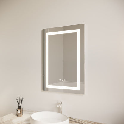 26" X 20" Bathroom Medicine Cabinet With LED Mirror, Anti-Fog, Waterproof, 3000K~6000K Single Door Lighted Bathroom Cabinet With Touch Swich, Dimmable, Recessed Or Surface Mount (Left Door) - Silver