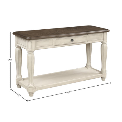 Console Table With Storage - Antique White / Brown