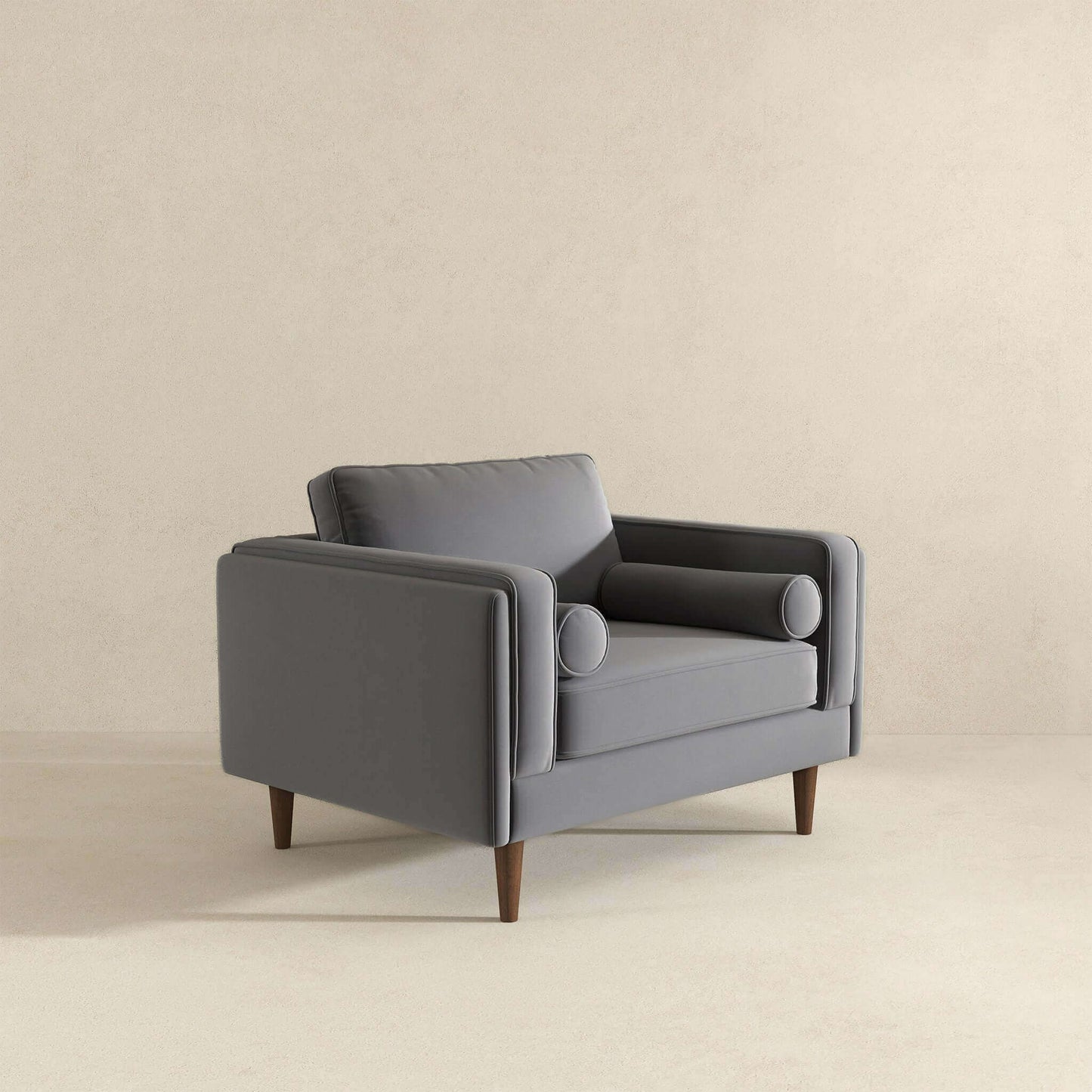 Amber - Velvet Lounge Chair - Brown / Gray