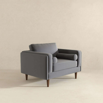 Amber - Velvet Lounge Chair - Brown / Gray