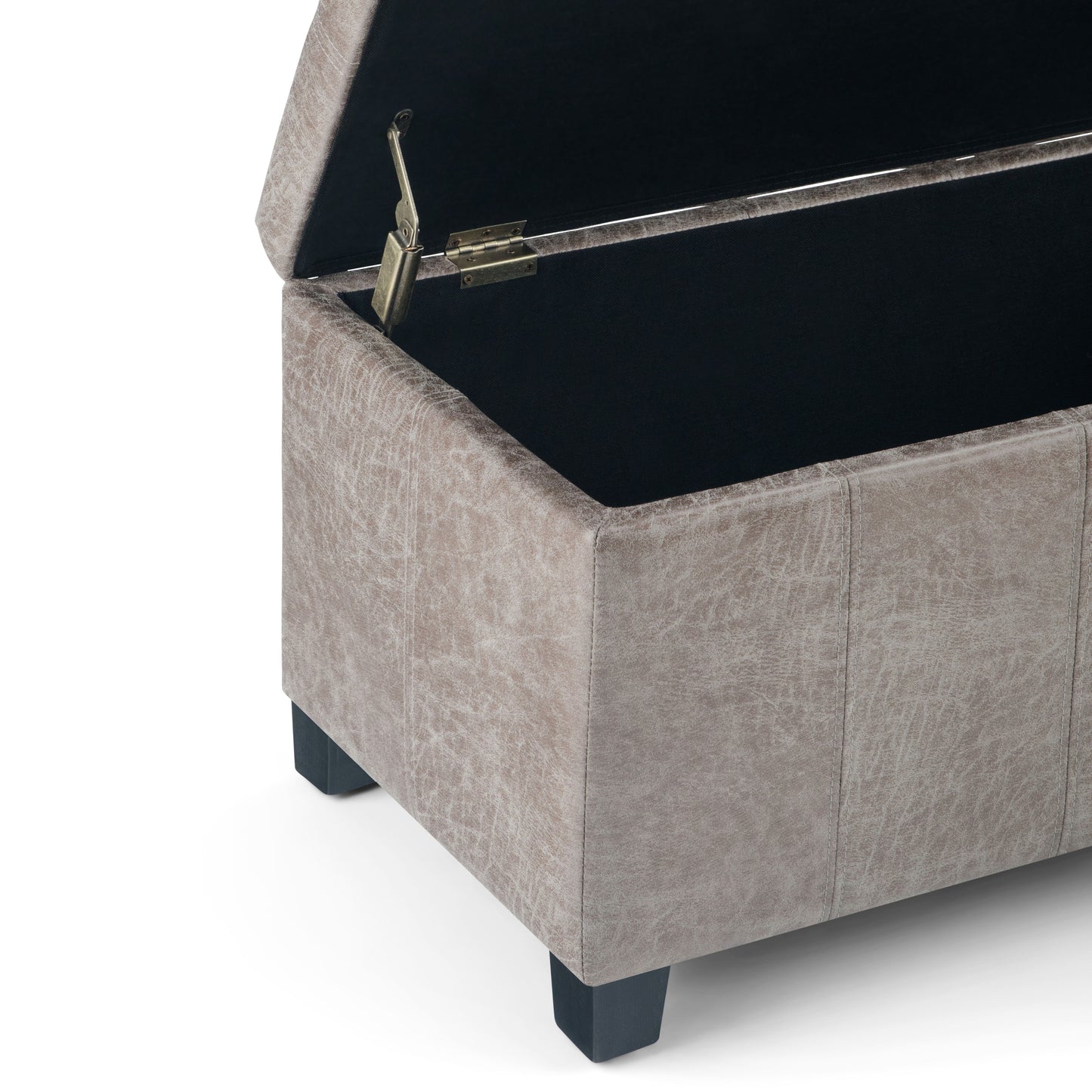 Dover - Storage Ottoman Bench - Distressed Gray Taupe