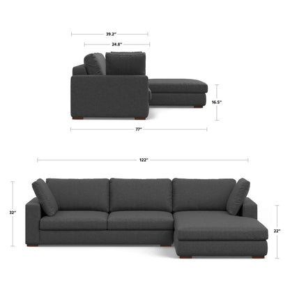 Charlie - Deep Seater Right Sectional Sofa - Gray