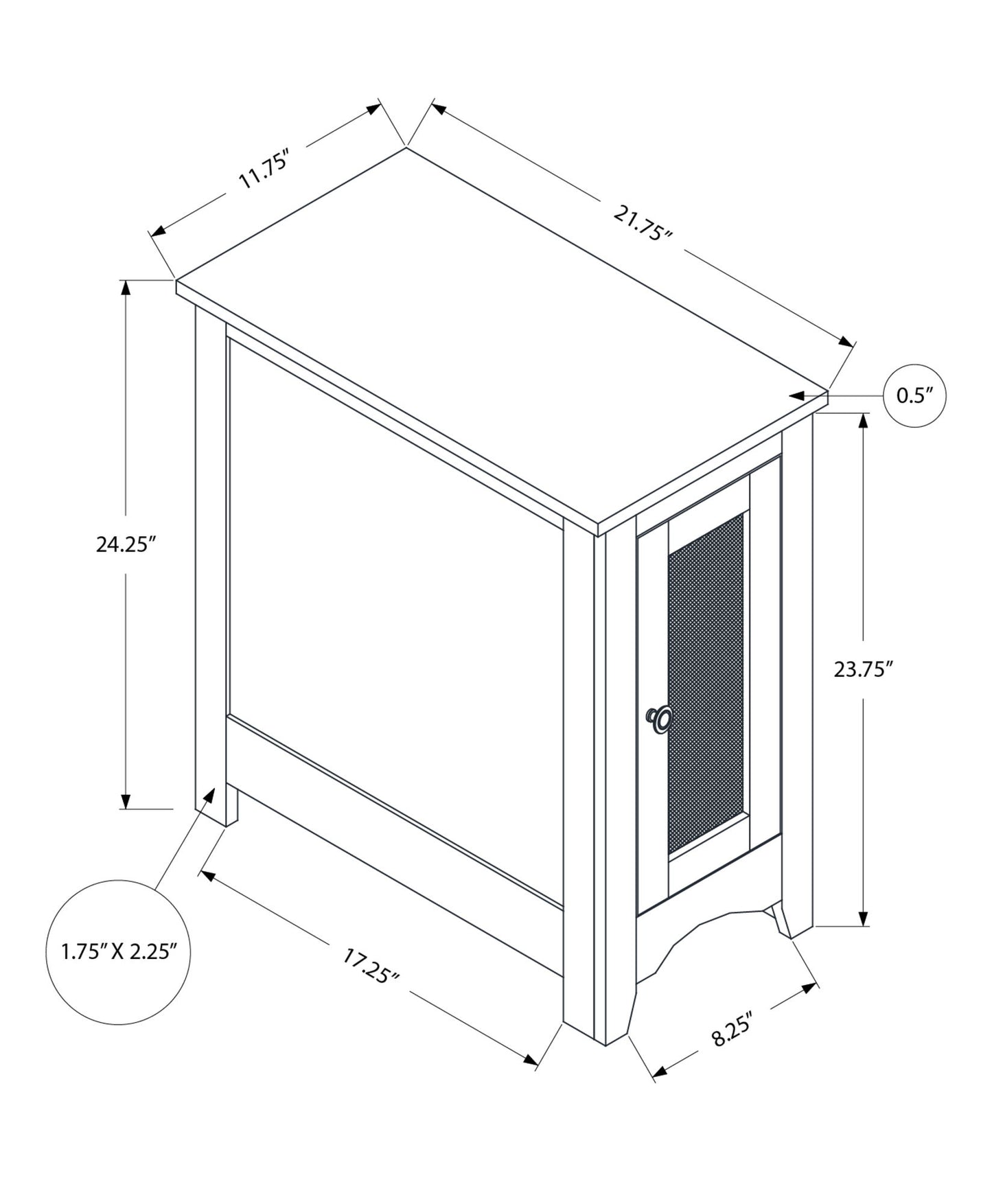 Accent End Table, Narrow, Storage, Transitional - Gray Wash